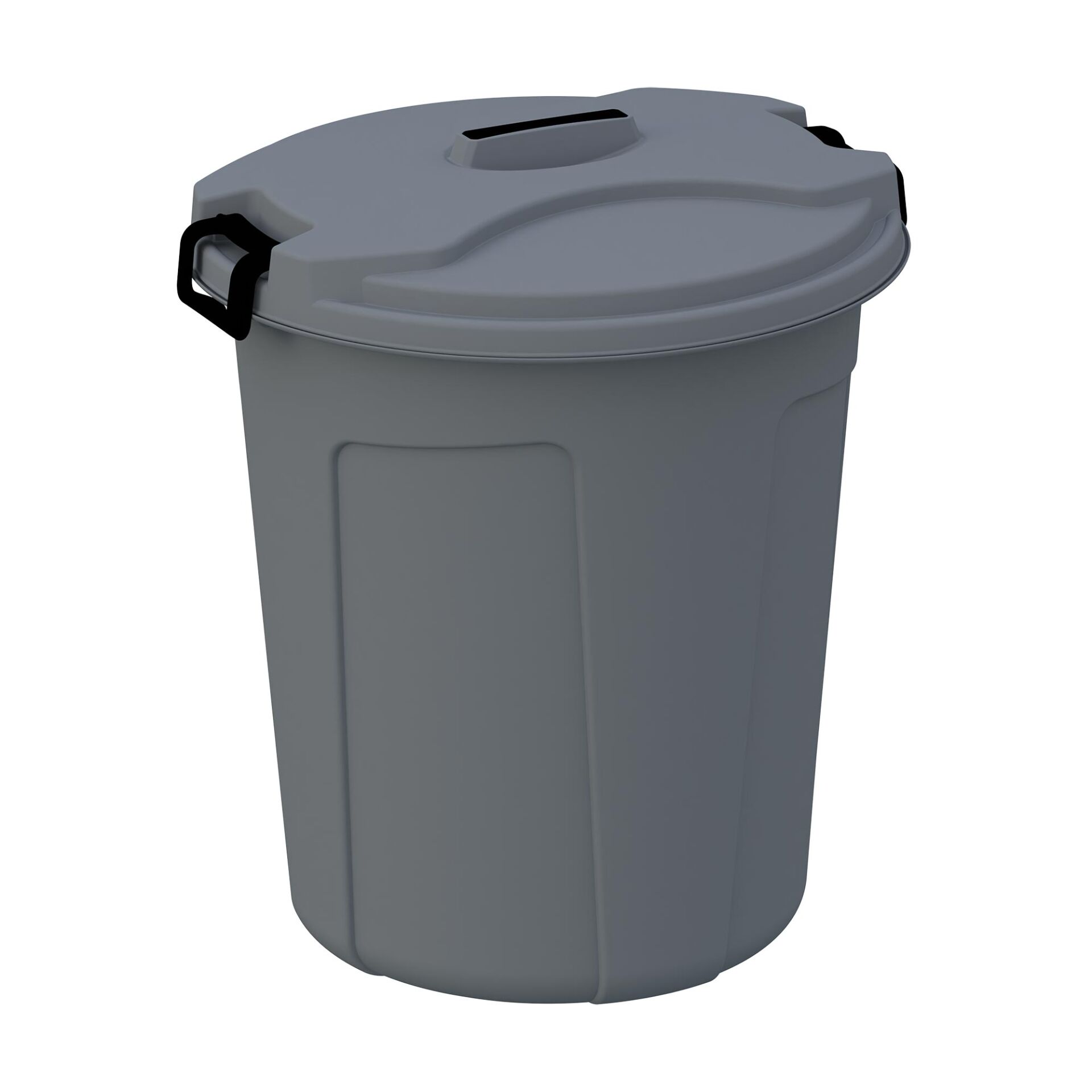 KİLİTLENEBİLİR KAPAKLI YUVARLAK ÇÖP KOVASI 90 LT - W.GRİ