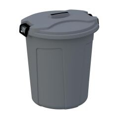 KİLİTLENEBİLİR KAPAKLI YUVARLAK ÇÖP KOVASI 90 LT - W.GRİ