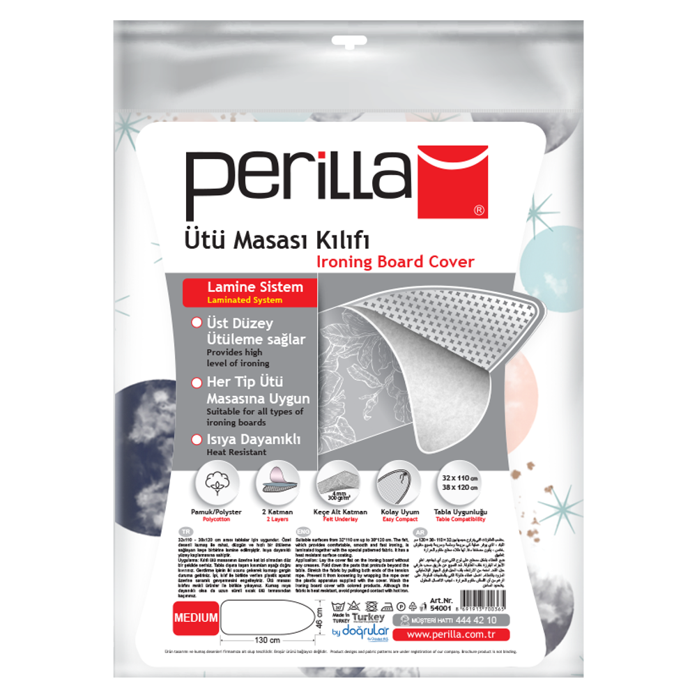 KILIF ÜTÜ MASASI  ORTA 130*46 SÜNGERLİ (GRİ)